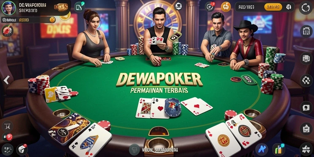 Tampilan utama gameplay DEWAPOKER yang menarik dan interaktif.