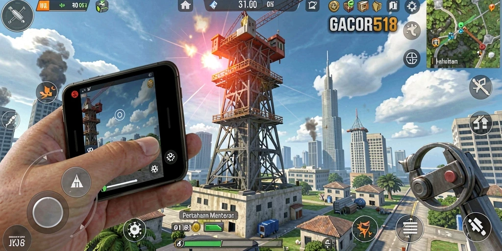 Tampilan gameplay menarik dari GACOR518 dalam genre Tower Defense.