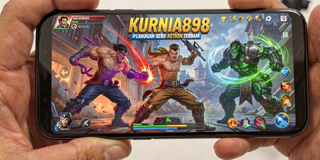 Tampilan aksi mendebarkan di KURNIA898 dengan berbagai karakter dan musuh.