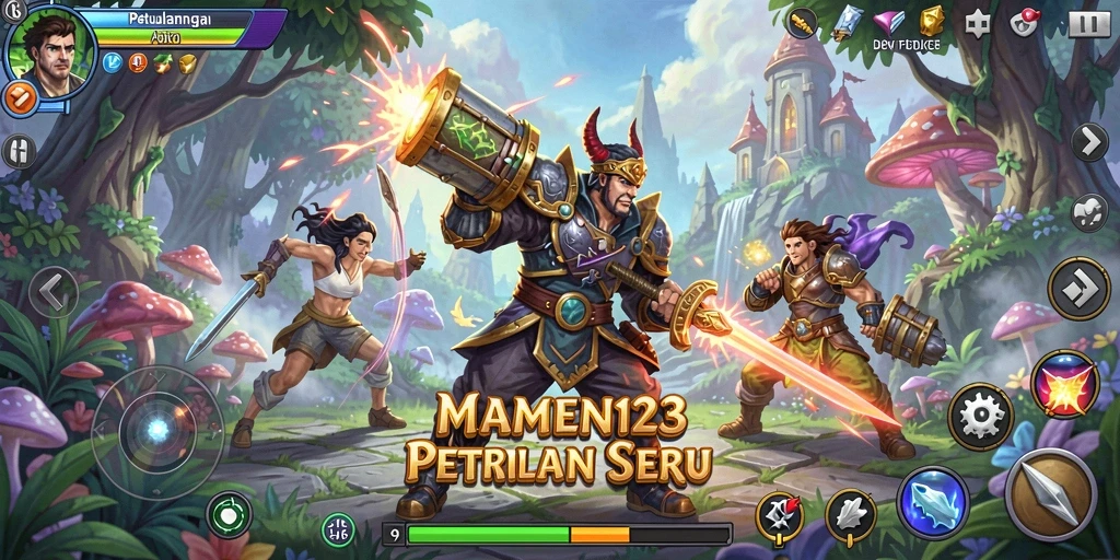 Screenshot utama MAMEN123 menampilkan pertempuran seru dan aksi mendebarkan.