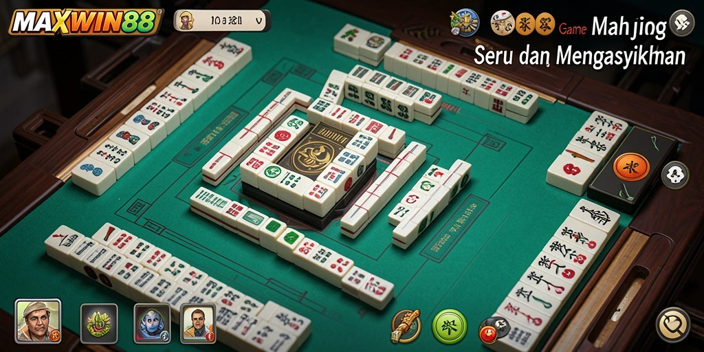 Screenshot gameplay <strong>MAXWIN88</strong> menunjukkan momen mendebarkan saat mencocokkan batu Mahjong.