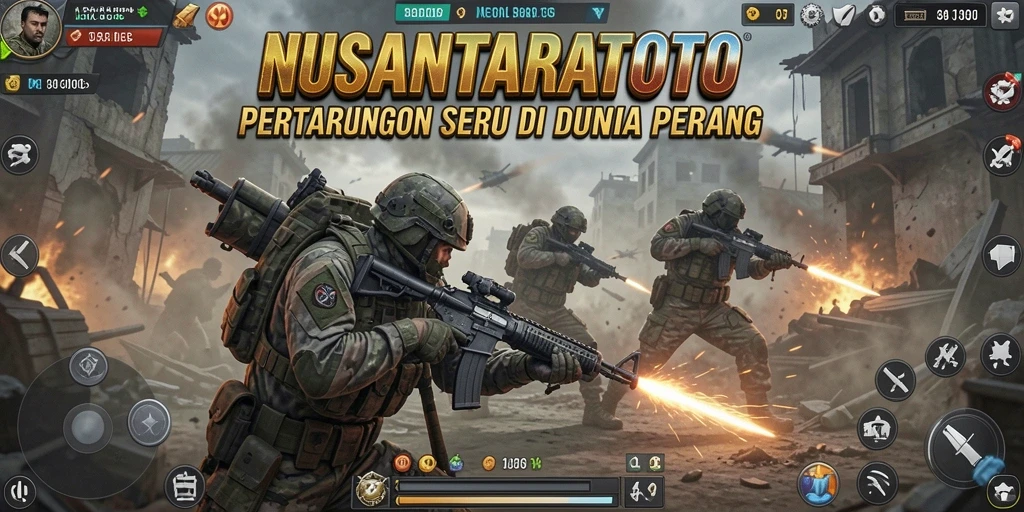 Tampilan pertarungan epik dalam NUSANTARATOTO saat karakter bersiap melawan musuh.