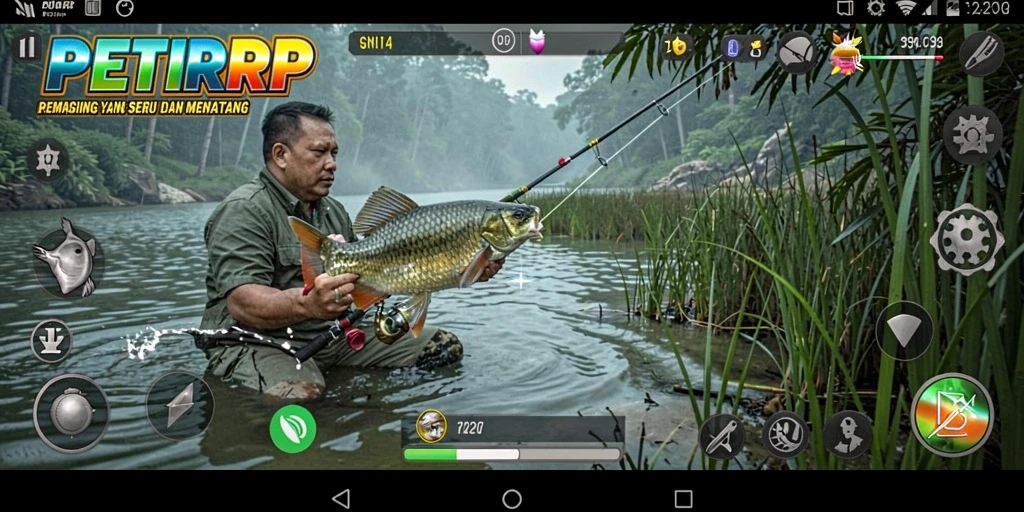 Tampilan gameplay yang menarik dari PETIRRP saat menangkap ikan.