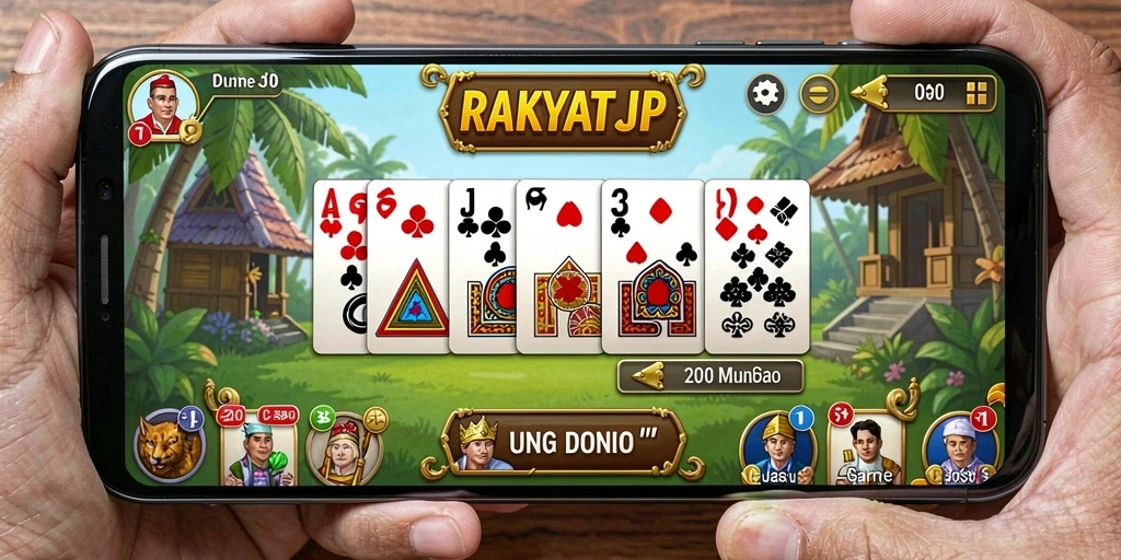 Tampilan gameplay seru di RAKYATJP dengan aksi bermain Domino.