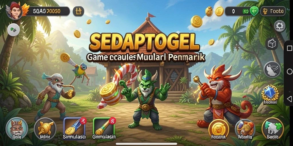 Gameplay SEDAPTOGEL menampilkan misi seru dan interaksi sosial.