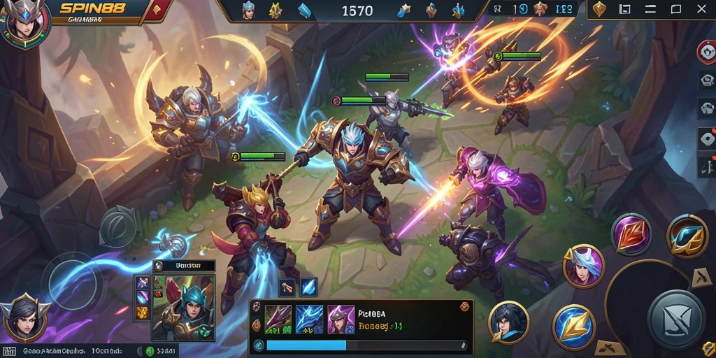 Tampilan utama gameplay SPIN88 dengan aksi seru di arena MOBA.